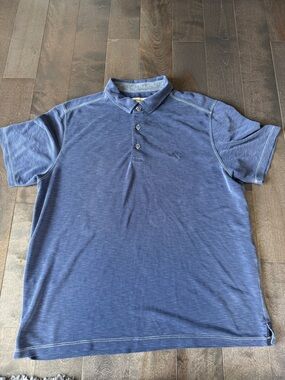 Tommy Bahama Paradise Cove Polo Shirt Mens XL Heather Navy Short Sleeve Logo